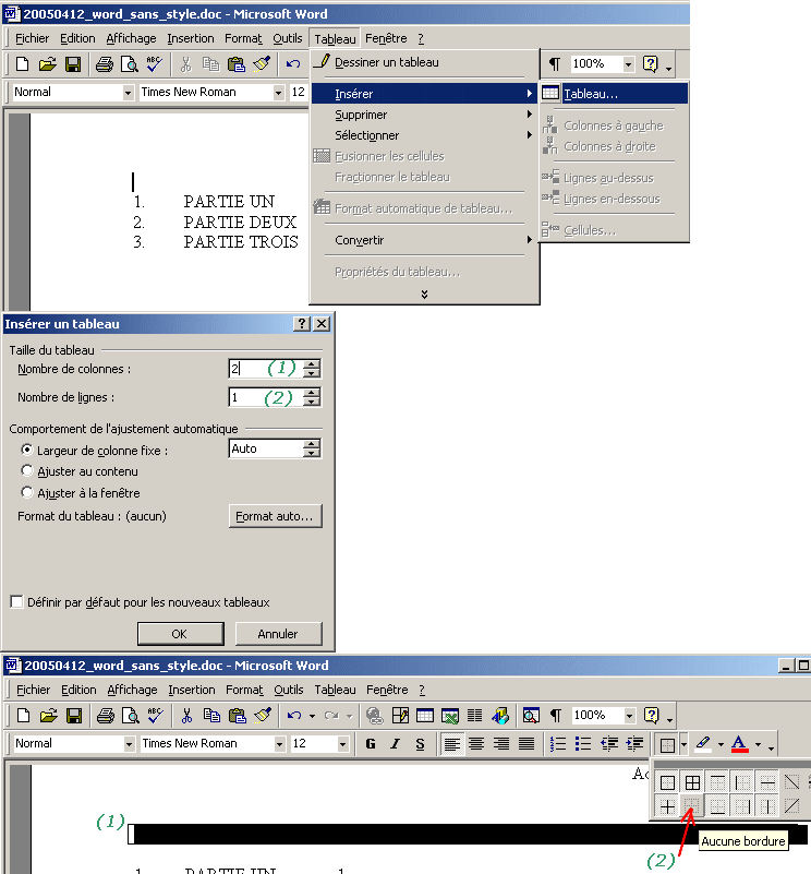 Word - tableau Word - tableau